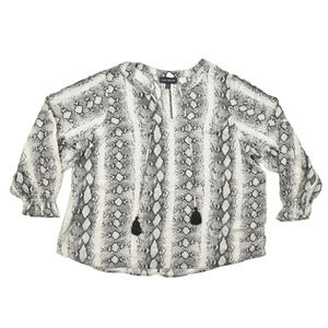 Lane Bryant Plus Size 18/20 Snake Print Tassel Tie Blouse Top Long Sleeve